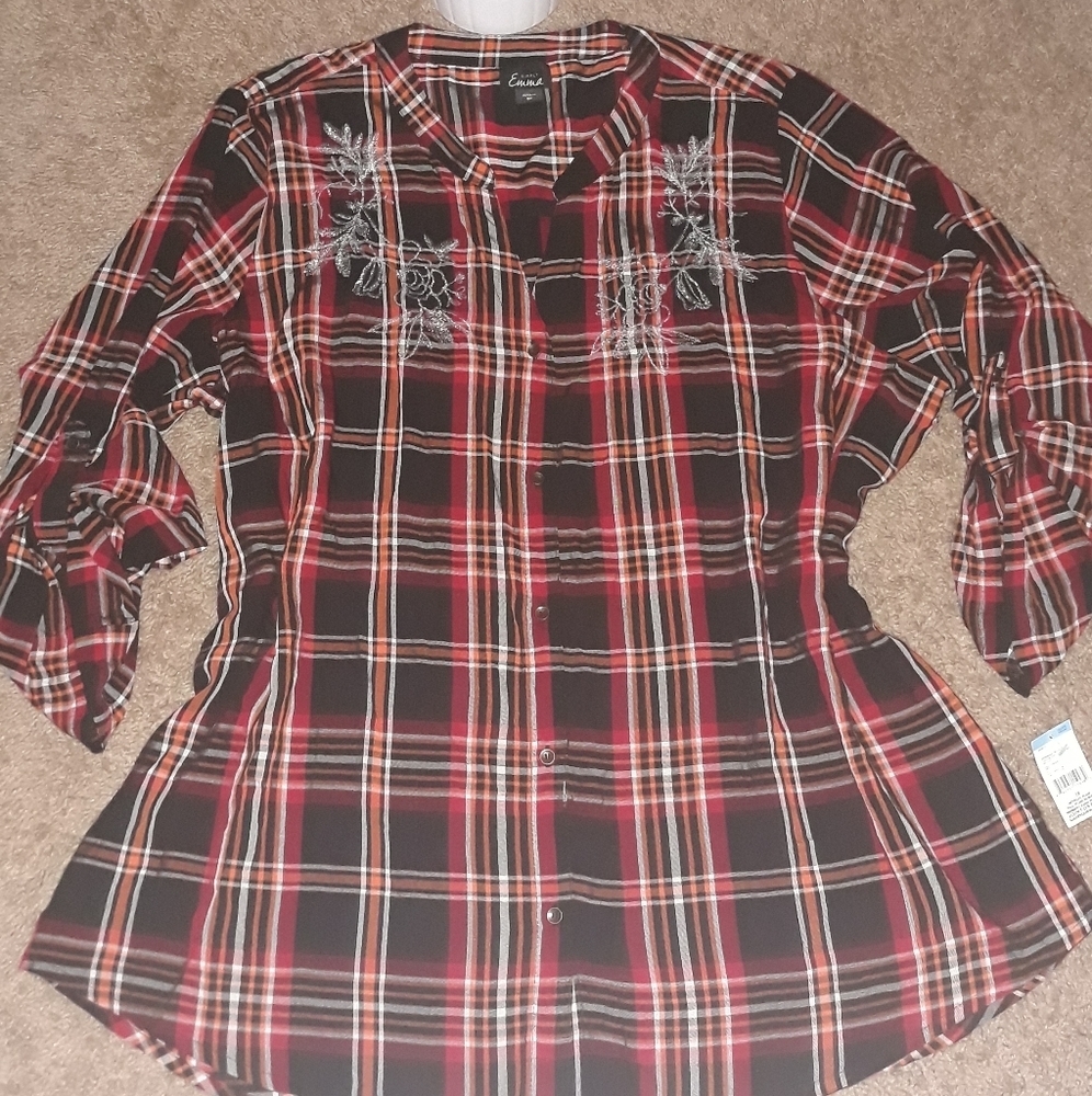 Simply Emma Plaid Button Shirt